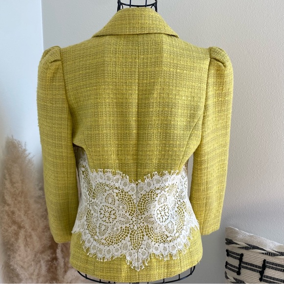 SOLD Robert Rodriguez Cropped Yellow Tweed Blazer Jacket - Picture 5 of 11